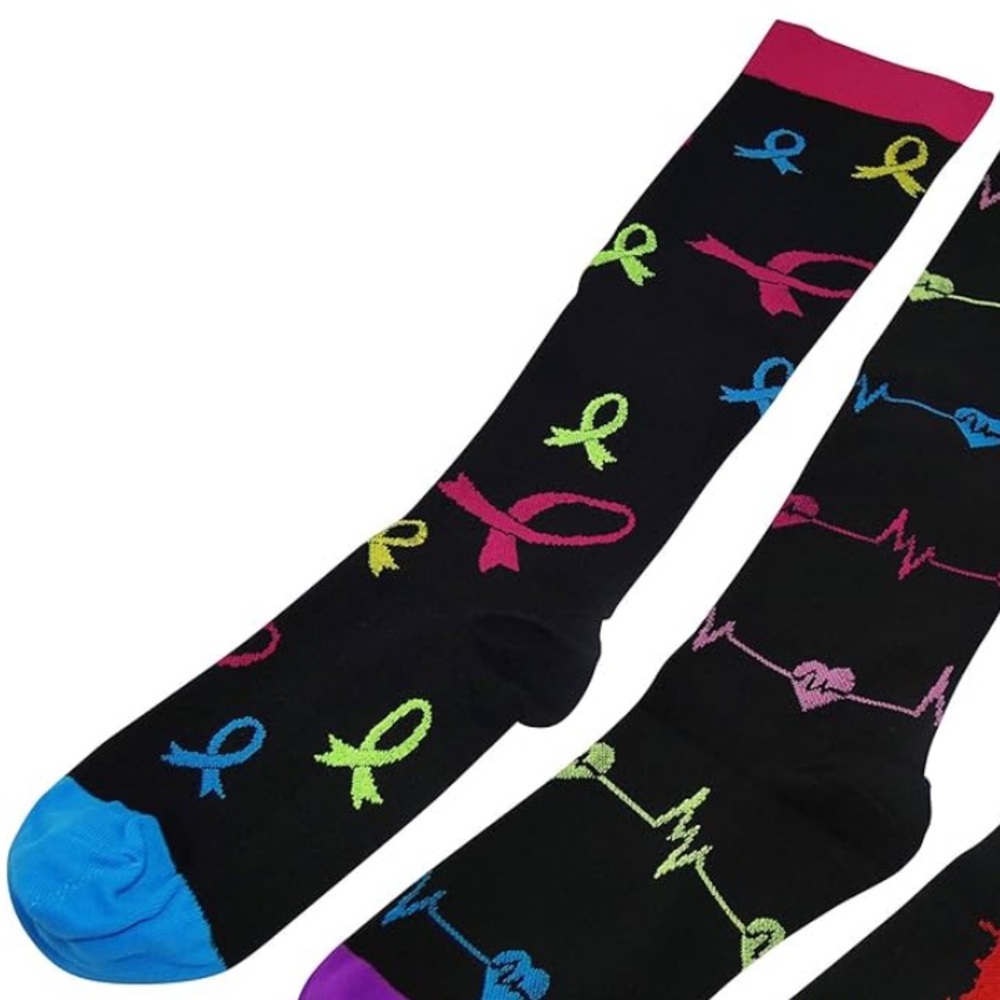 Compression Socks (Small/Medium, All Black Design cancer check